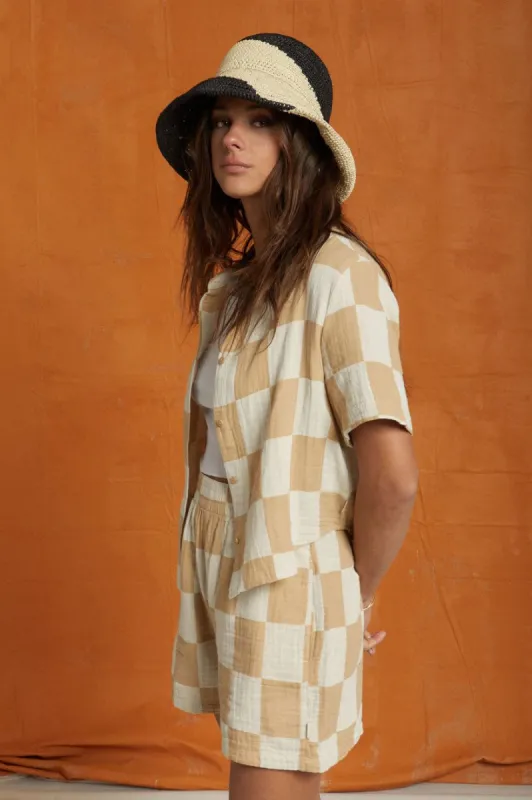 BRIXTON MYKONOS BOXY S/S WOVEN - SAND sold by OAK