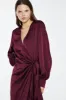 GLAMOROUS SATIN LONG SLEEVE WRAP DRESS sold by OAK