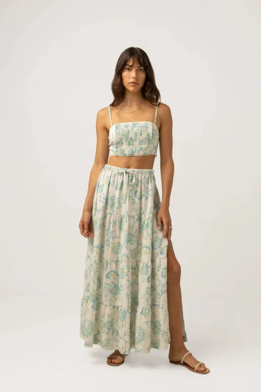 RHYTHM CAIRO TIERED MAXI SKIRT - BLUE sold by OAK
