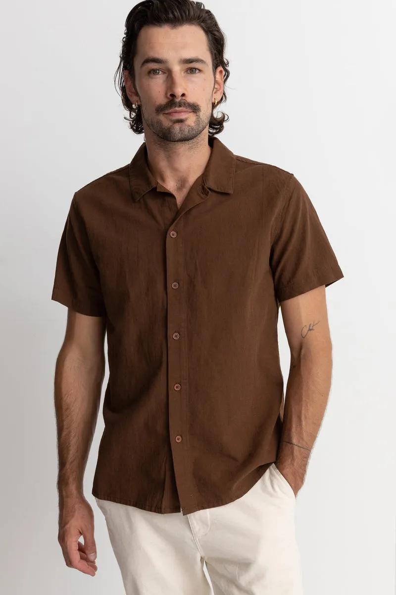 RHYTHM CLASSIC LINEN SS SHIRT - CHOCOLATE sold by OAK