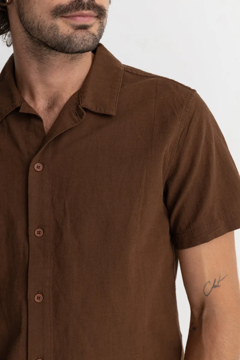 RHYTHM CLASSIC LINEN SS SHIRT - CHOCOLATE sold by OAK product image thumbnail 3