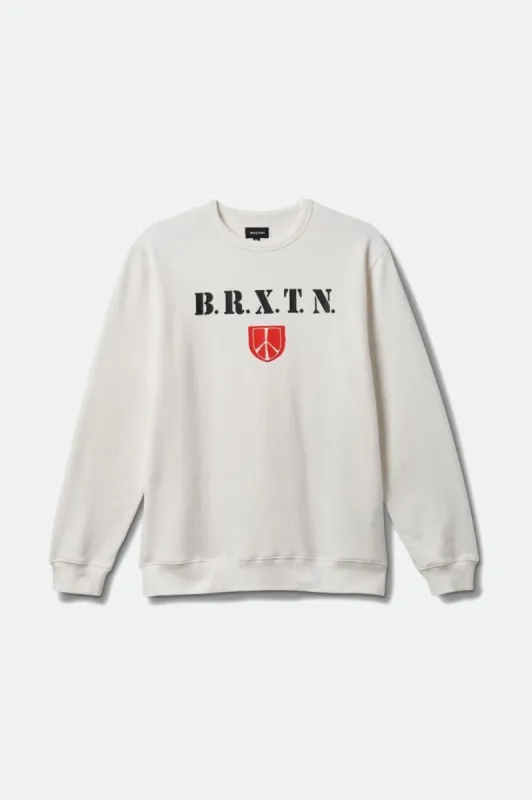 BRIXTON PEACE SHIELD CREW - OFF WHITE made by OAK
