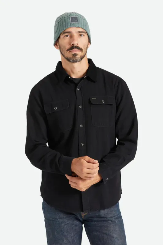 BRIXTON BOWERY RESERVE L/S WOVEN - WORN BLACK sold by OAK