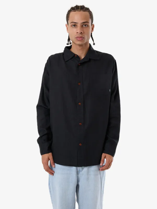 THRILLS HEMP MINIMAL OVERSIZE LONG SLEEVE SHIRT - BLACK sold by OAK