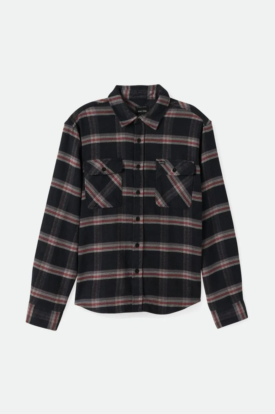 BRIXTON BOWERY STRETCH WATER RESISTANT FLANNEL - BLACK/CHARCOAL/BARN RED sold by OAK