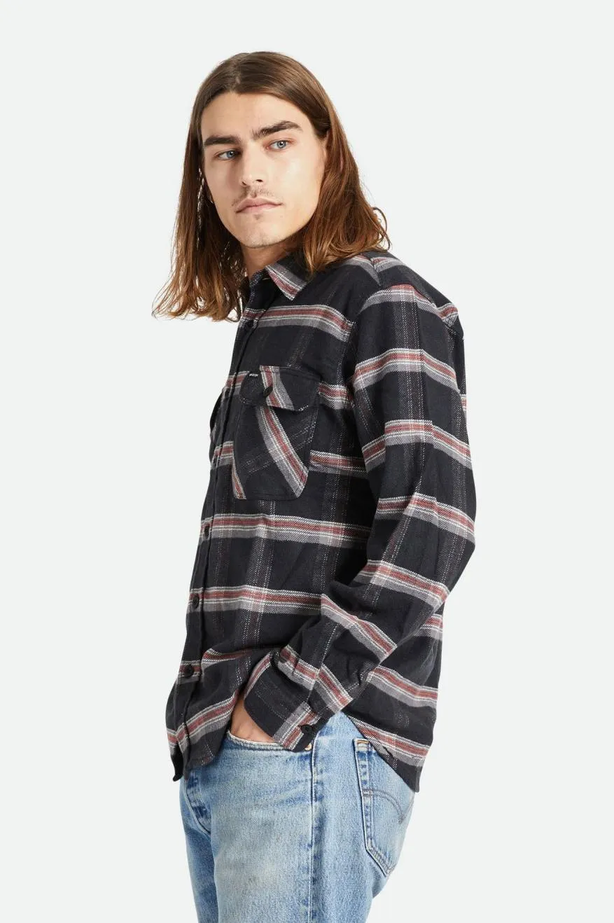 BRIXTON BOWERY STRETCH WATER RESISTANT FLANNEL - BLACK/CHARCOAL/BARN RED sold by OAK product image thumbnail 3
