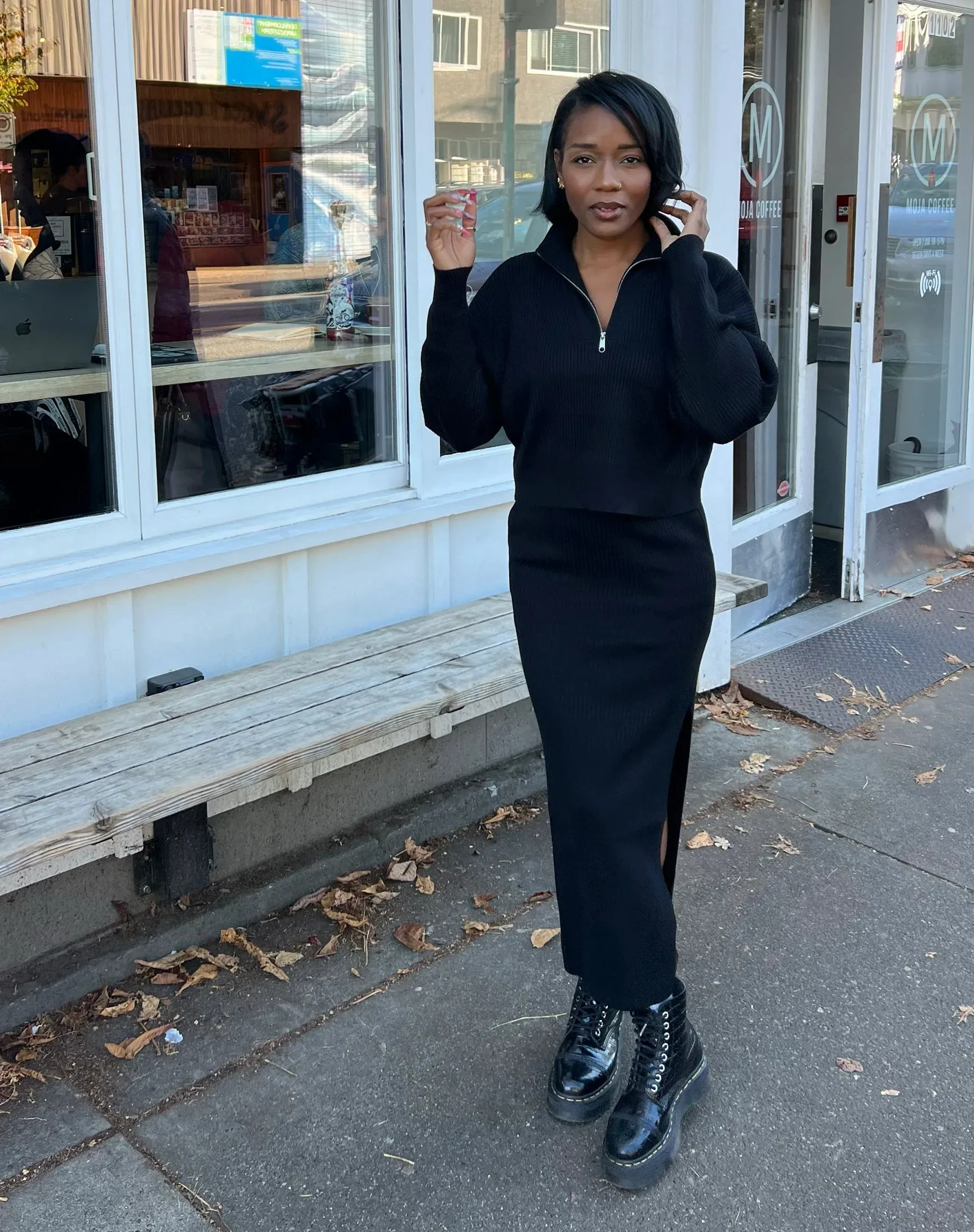 BRUNETTE THE LABEL PENELOPE RIB KNIT MAXI SKIRT - BLACK sold by OAK product image thumbnail 2