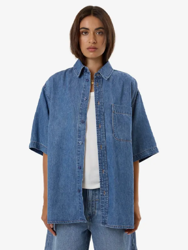 THRILLS DARIAN DENIM SHIRT - DUST BLUE sold by OAK
