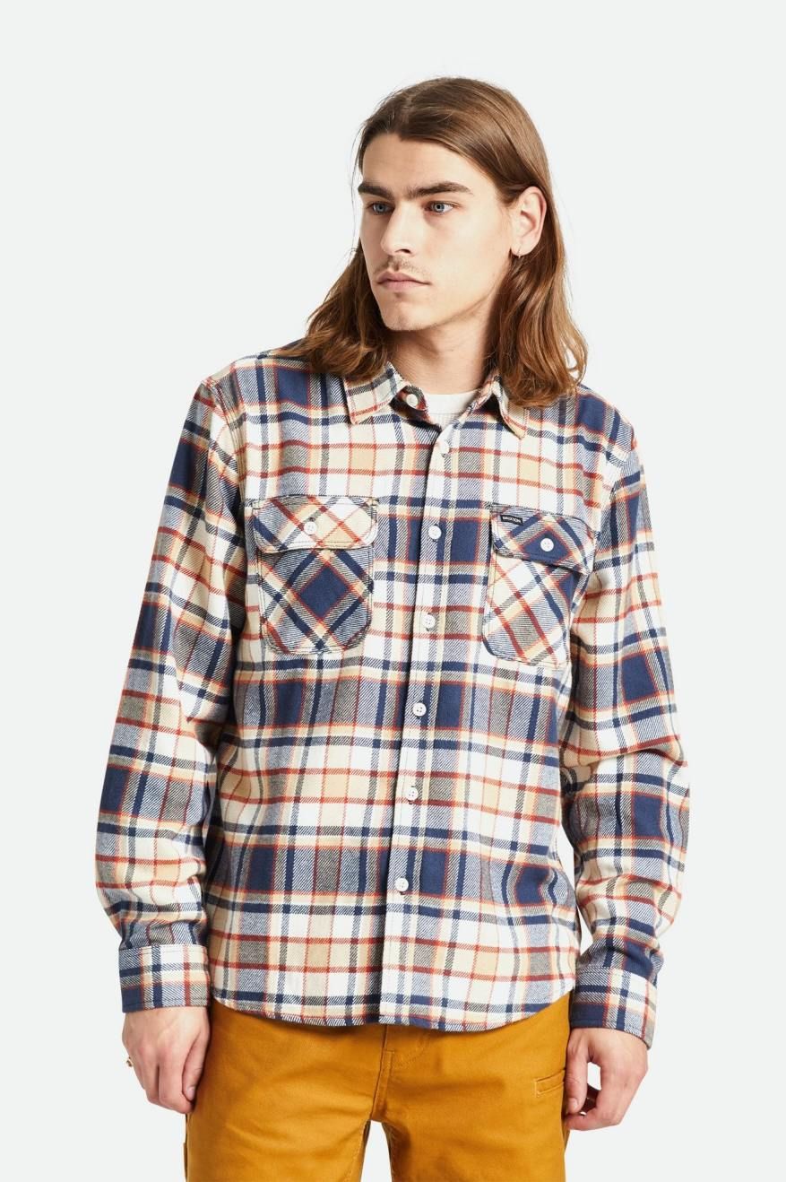 BRIXTON BOWERY MENS L/S FLANNEL - WASHED NAVY/BARN RED/OFF WHITE sold by OAK product image thumbnail 2