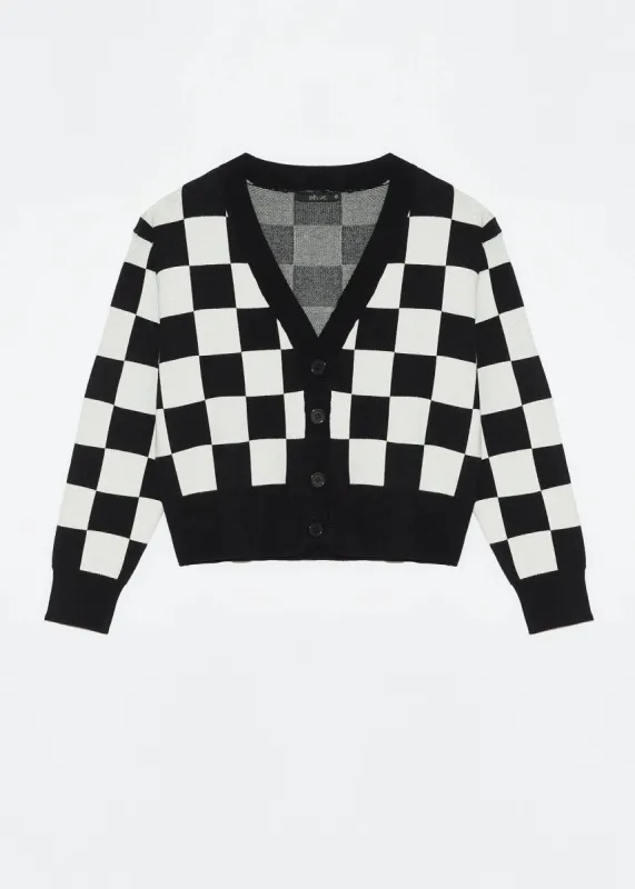 DELUC ECHINACEA COLORBLOCK CARDIGAN - BLACK/WHITE sold by OAK