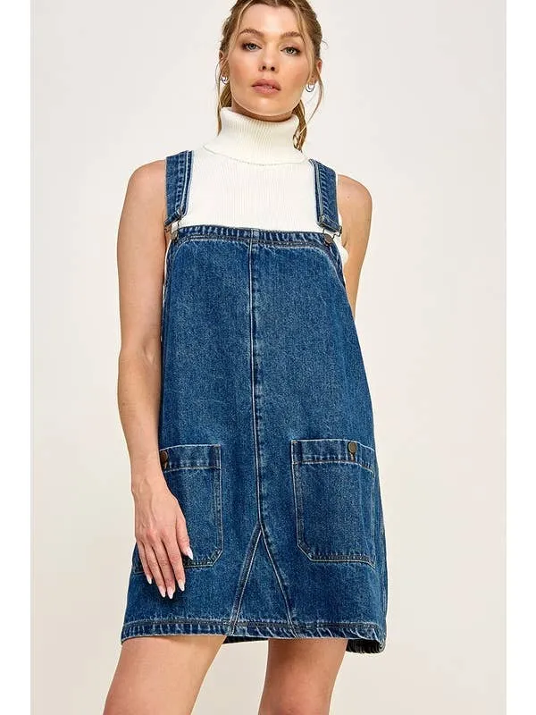 DENIM OVERALL SMOCK MINI DRESS sold by OAK product image thumbnail 3