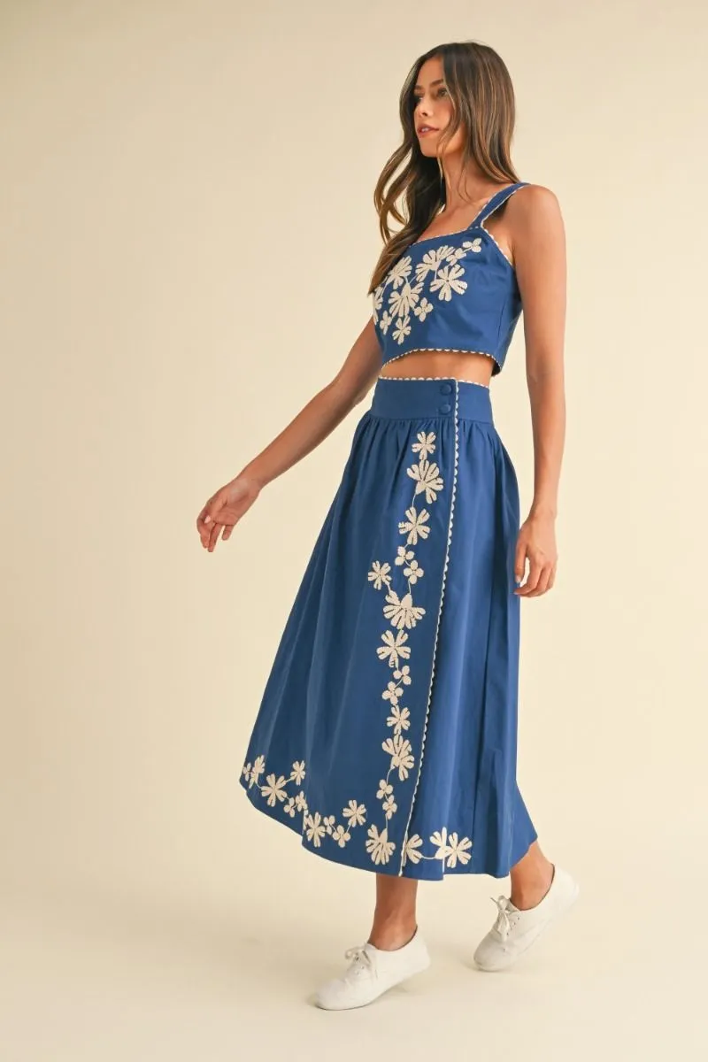 EMBROIDERED CROP TOP - NAVY sold by OAK product image thumbnail 5