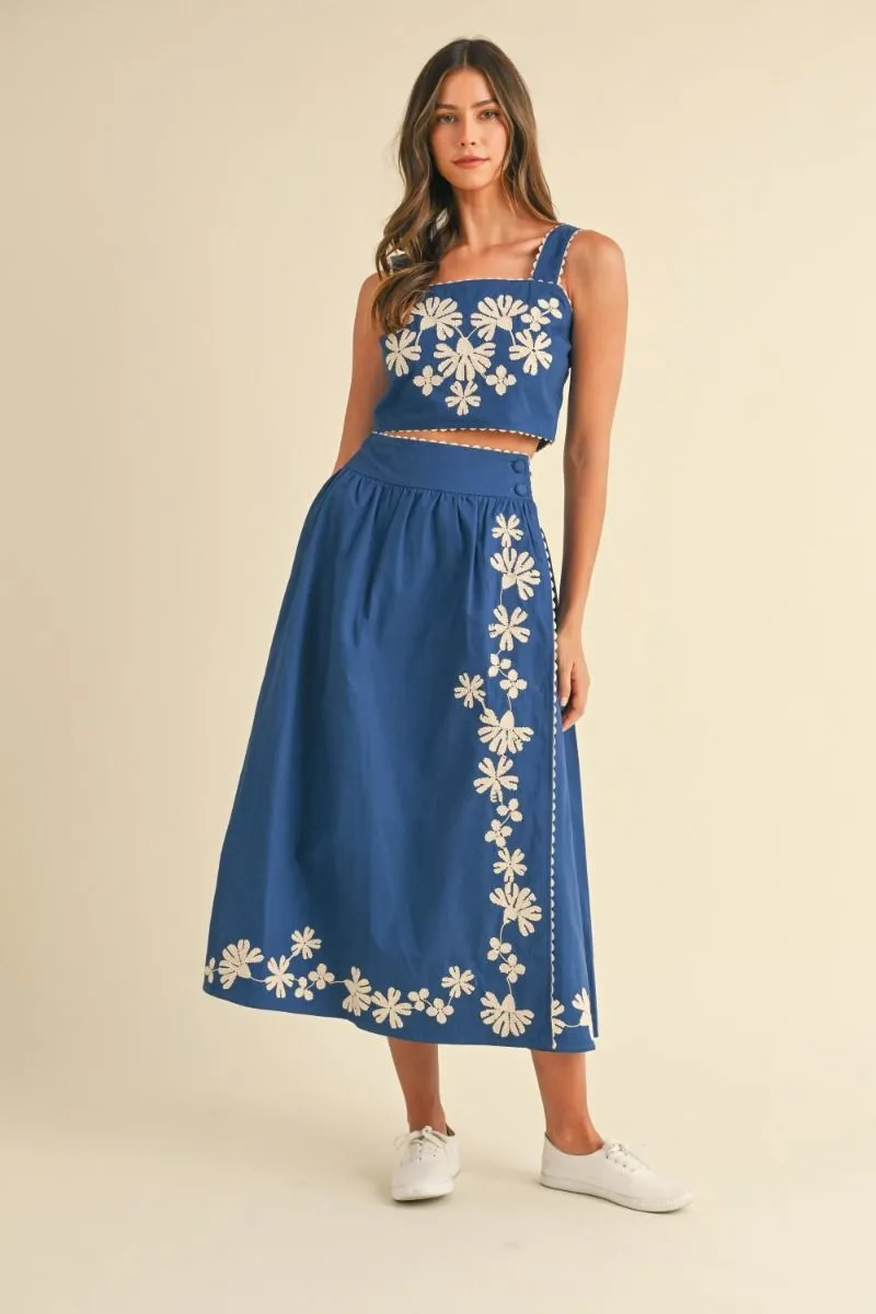 EMBROIDERED CROP TOP - NAVY sold by OAK product image thumbnail 4