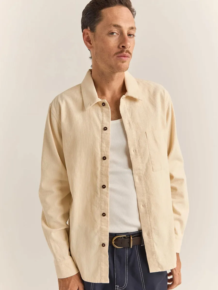 RHYTHM CORDUROY LONG-SLEEVE SHIRT - NATURAL sold by OAK