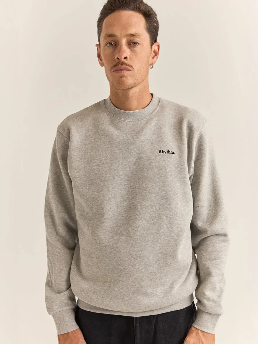RHYTHM BRAND FLEECE CREW - GREY HEATHER sold by OAK