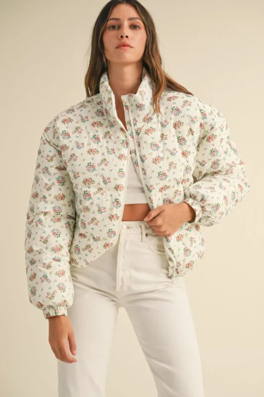 FLORAL PRINT PADDED JACKET sold by OAK