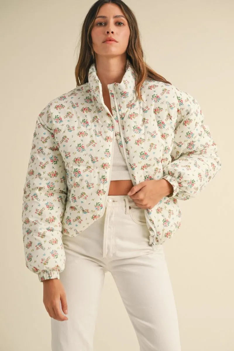 FLORAL PRINT PADDED JACKET sold by OAK