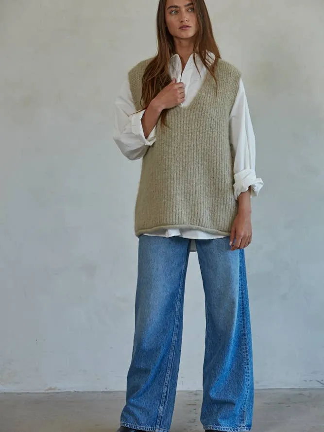 KNIT RIBBED PLUNG V-NECK SWEATER sold by OAK product image thumbnail 3