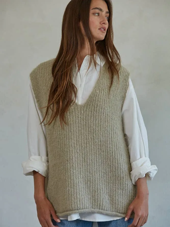 KNIT RIBBED PLUNG V-NECK SWEATER sold by OAK product image thumbnail 2