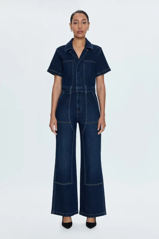 JACOB SHORT SLEEVE CARPENTER JUMPSUIT sold by OAK