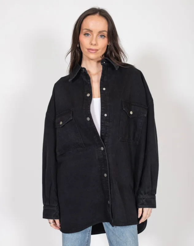 SHANIA DENIM JACKET - BLACK DENIM sold by OAK