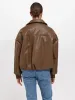 MIRIAM VEGAN LEATHER BOMBER JACKET - CHOCOLATE BROWN sold by OAK