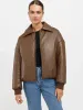 MIRIAM VEGAN LEATHER BOMBER JACKET - CHOCOLATE BROWN sold by OAK