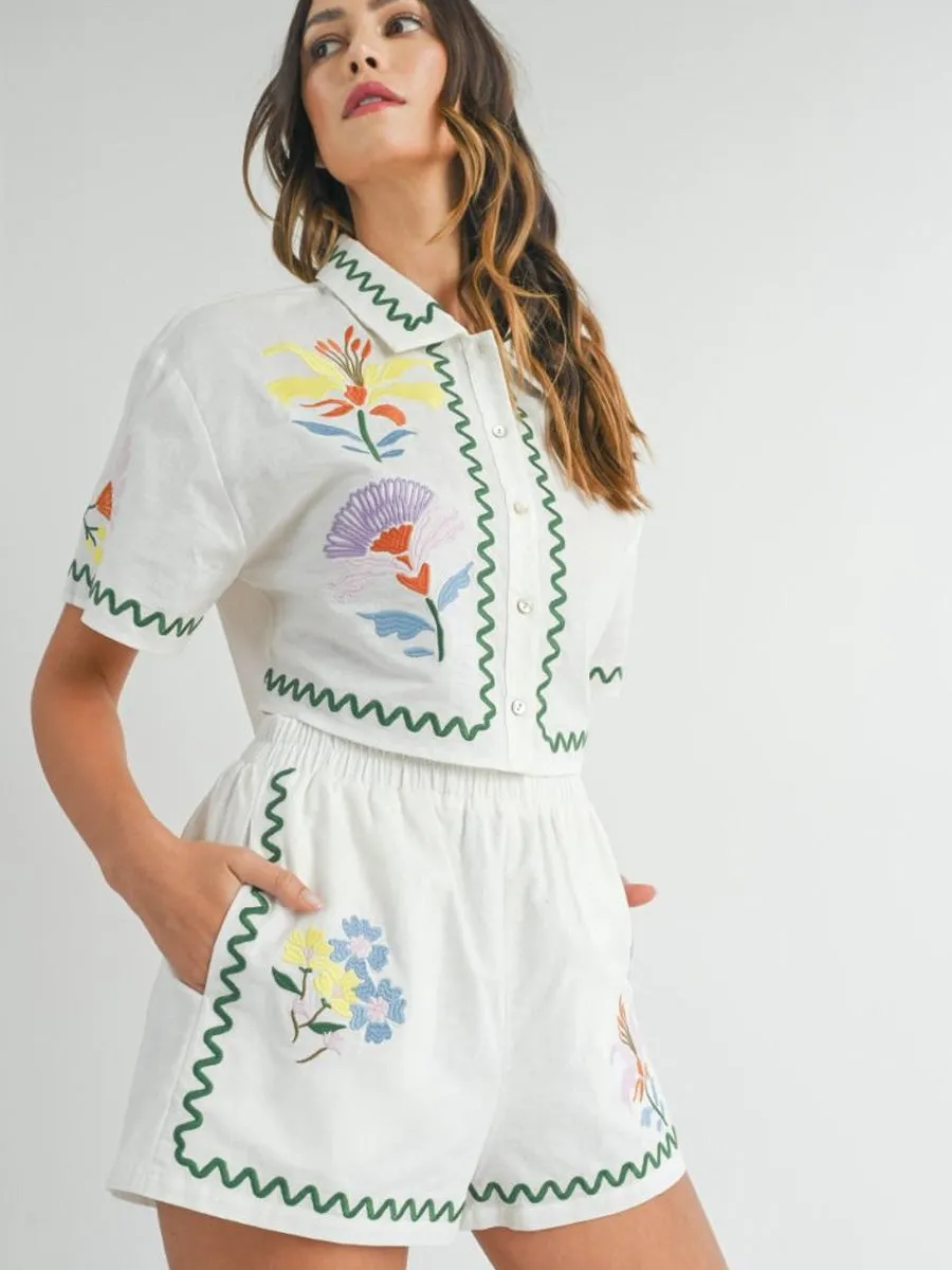 EMBROIDERED SHORT - FLORAL sold by OAK product image thumbnail 2