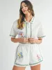 EMBROIDERED CROP BUTTON FRONT TOP - FLORAL sold by OAK