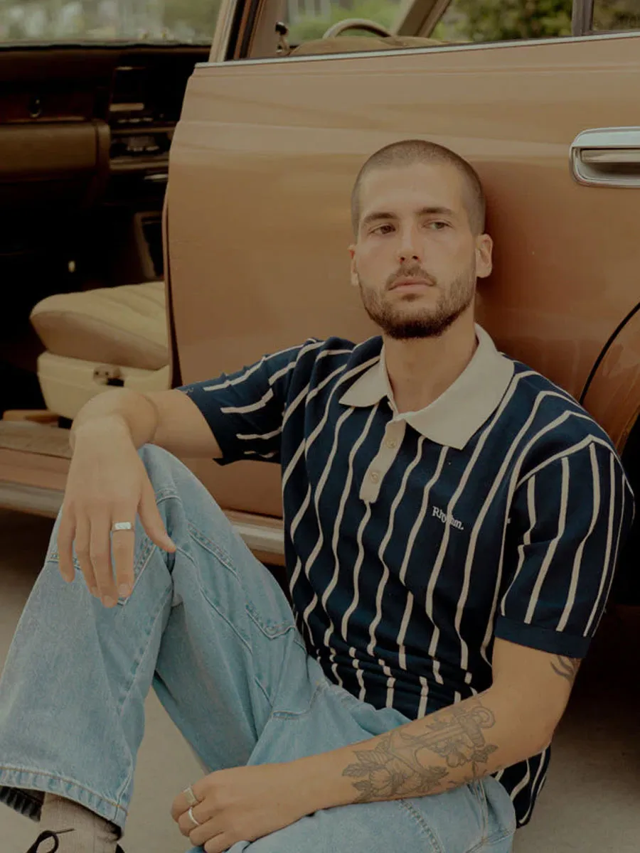 RHYTHM STRIPED KNIT SHORT-SLEEVE POLO sold by OAK product image thumbnail 5