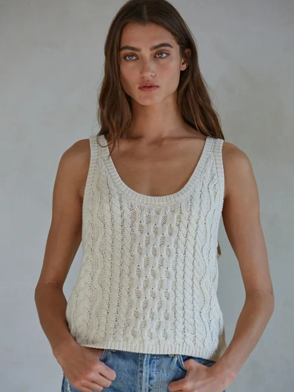 SCOOP NECK KNIT SWEATER - CREAM sold by OAK