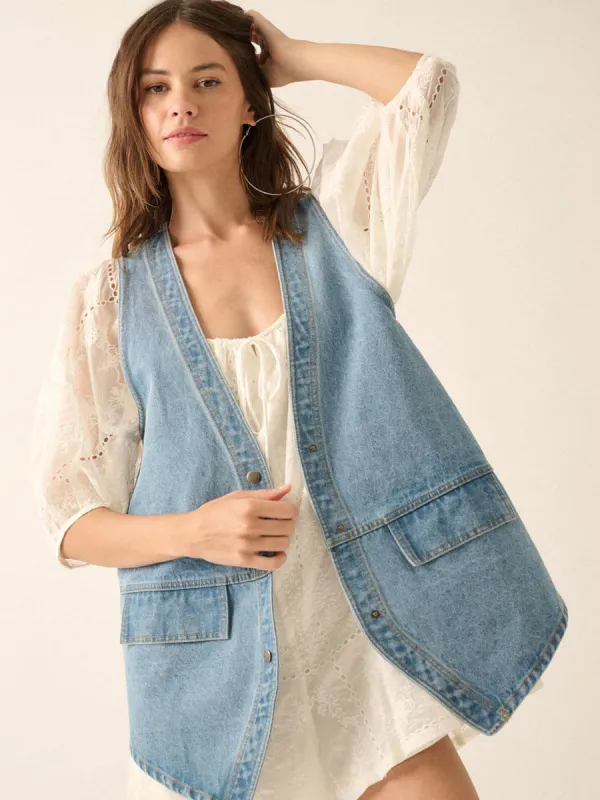 DENIM OVERSIZED VEST sold by OAK