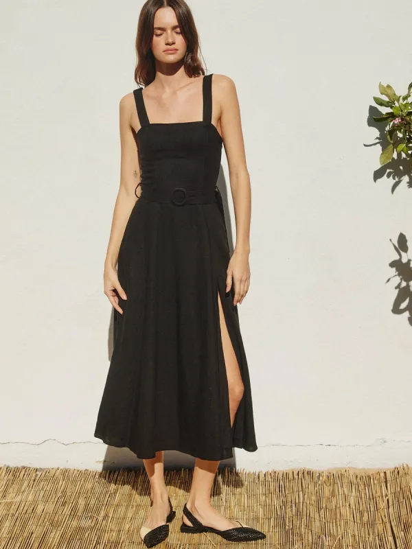 BUCKLED MAXI DRESS - BLACK sold by OAK