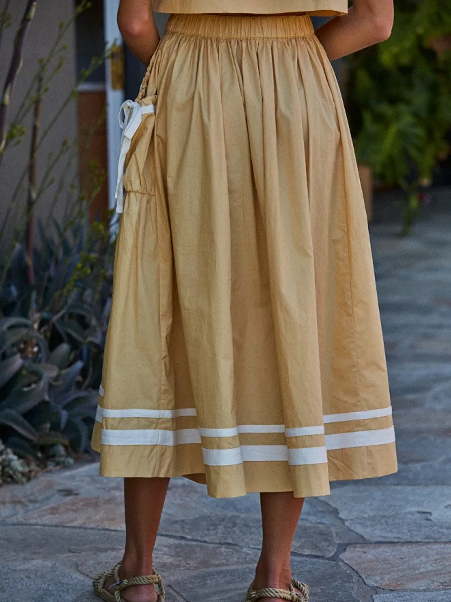 WOVEN COTTON FLARE MIDI SKIRT - DUSTY YELLOW sold by OAK product image thumbnail 2