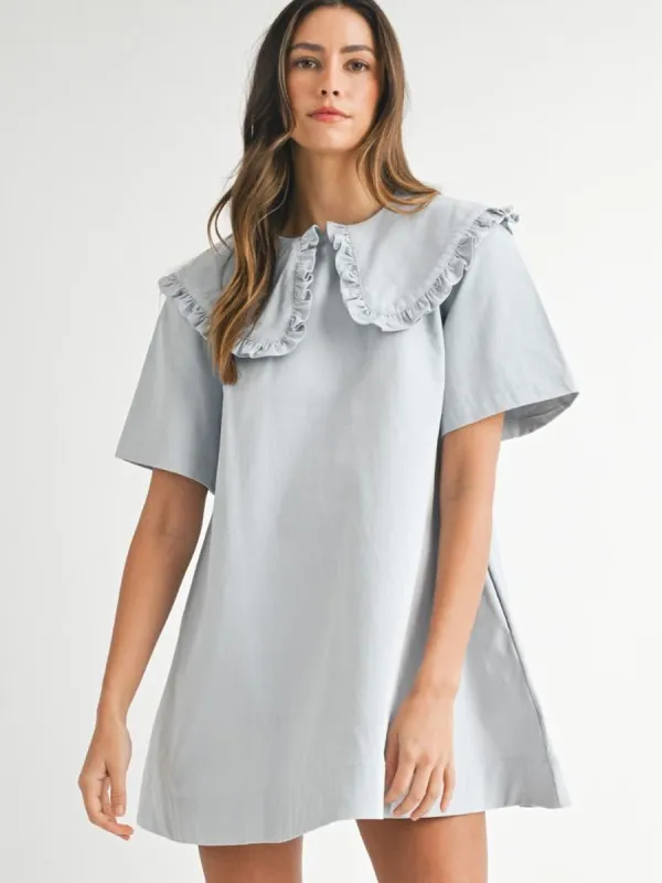 PETER PAN COLLAR MINI DRESS - LIGHT BLUE sold by OAK