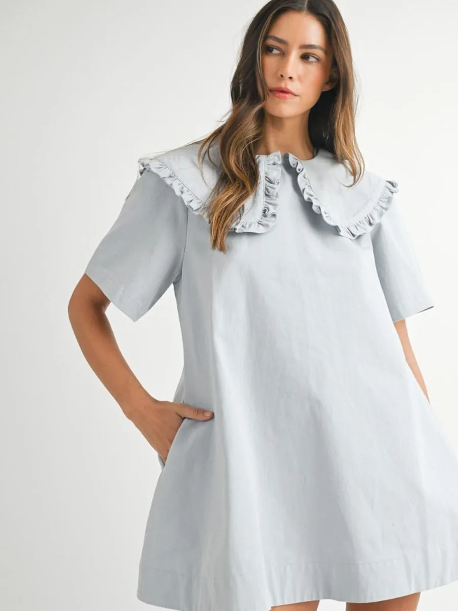 PETER PAN COLLAR MINI DRESS - LIGHT BLUE sold by OAK product image thumbnail 3