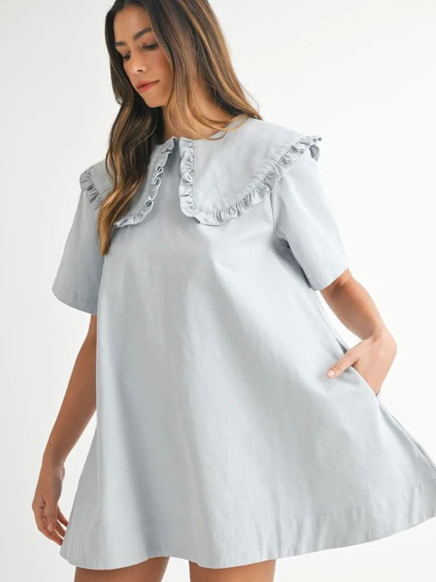 PETER PAN COLLAR MINI DRESS - LIGHT BLUE sold by OAK product image thumbnail 4