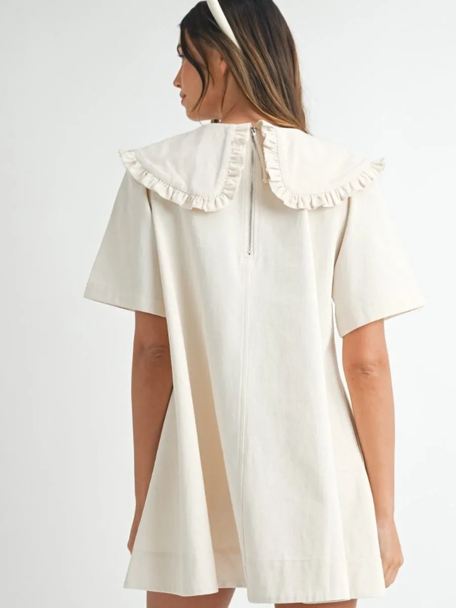 PETER PAN COLLAR MINI DRESS - ECRU sold by OAK product image thumbnail 2
