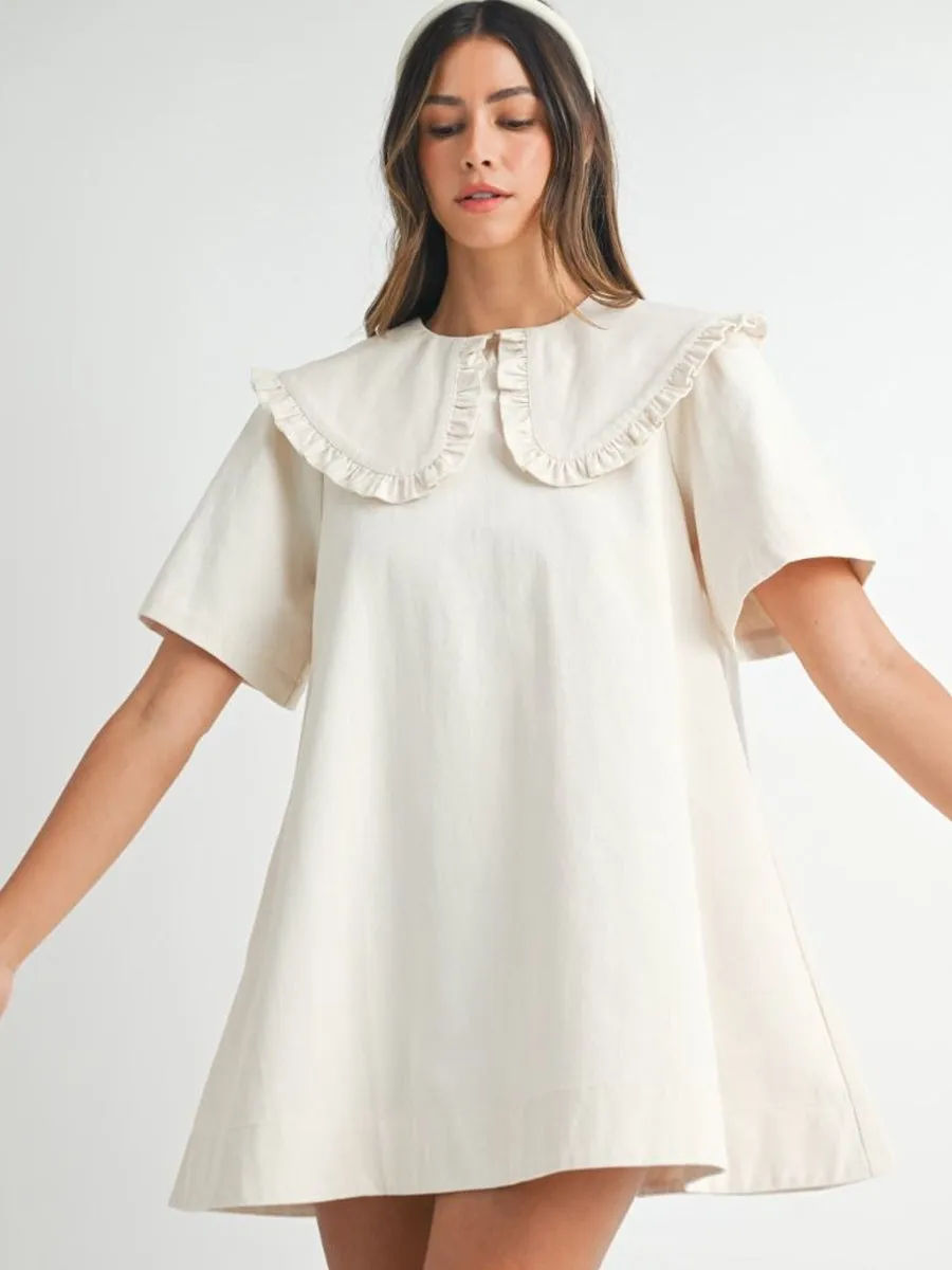 PETER PAN COLLAR MINI DRESS - ECRU sold by OAK product image thumbnail 5