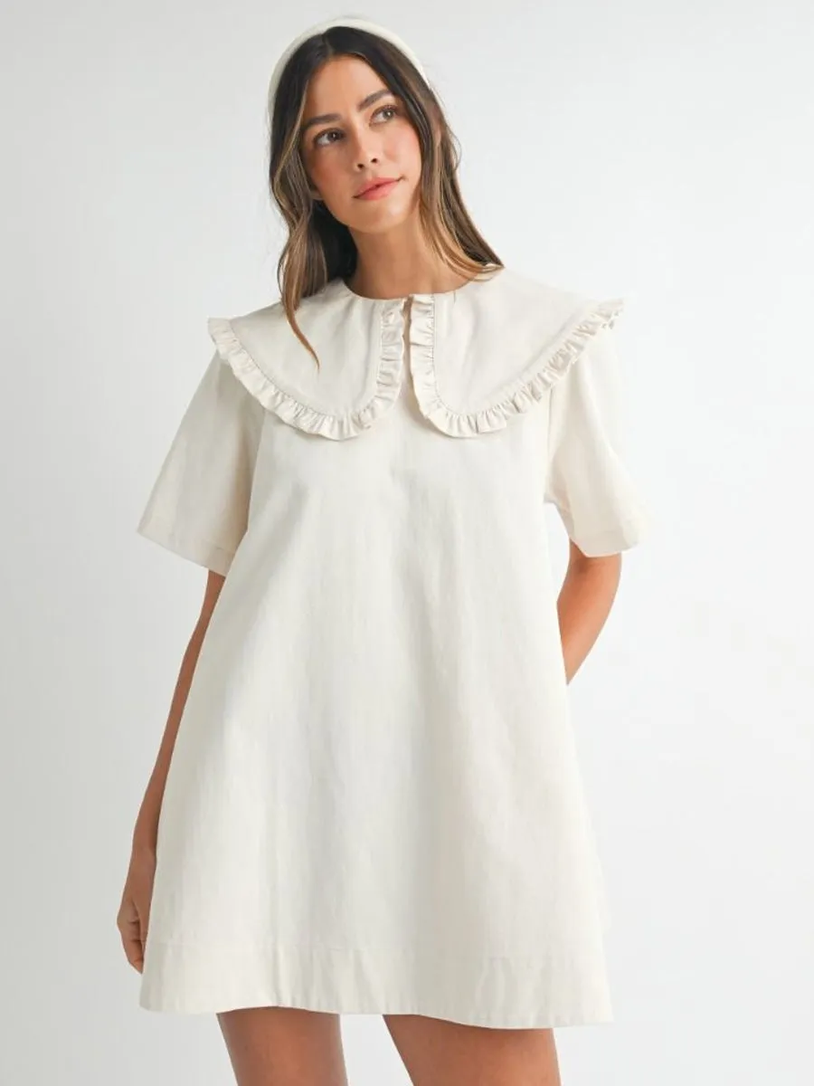 PETER PAN COLLAR MINI DRESS - ECRU sold by OAK