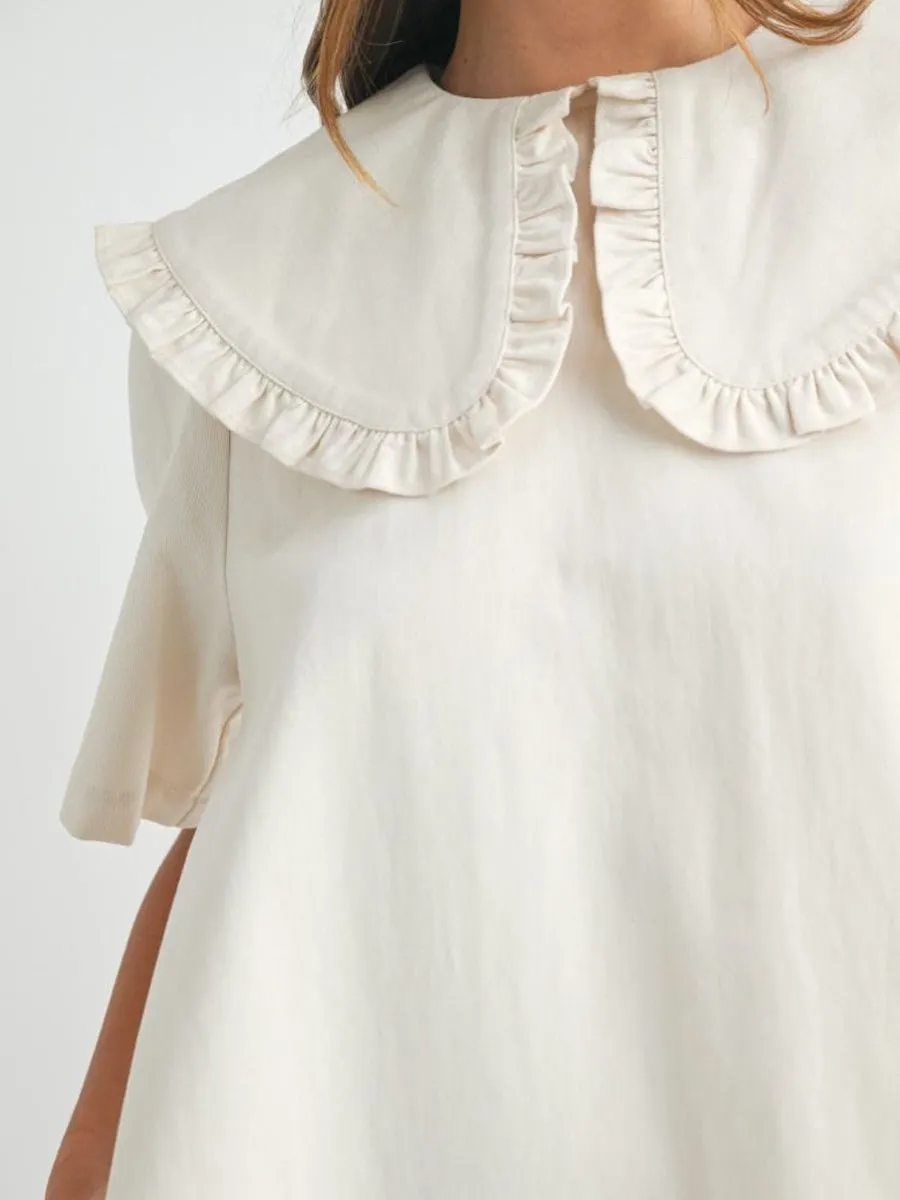 PETER PAN COLLAR MINI DRESS - ECRU sold by OAK product image thumbnail 4