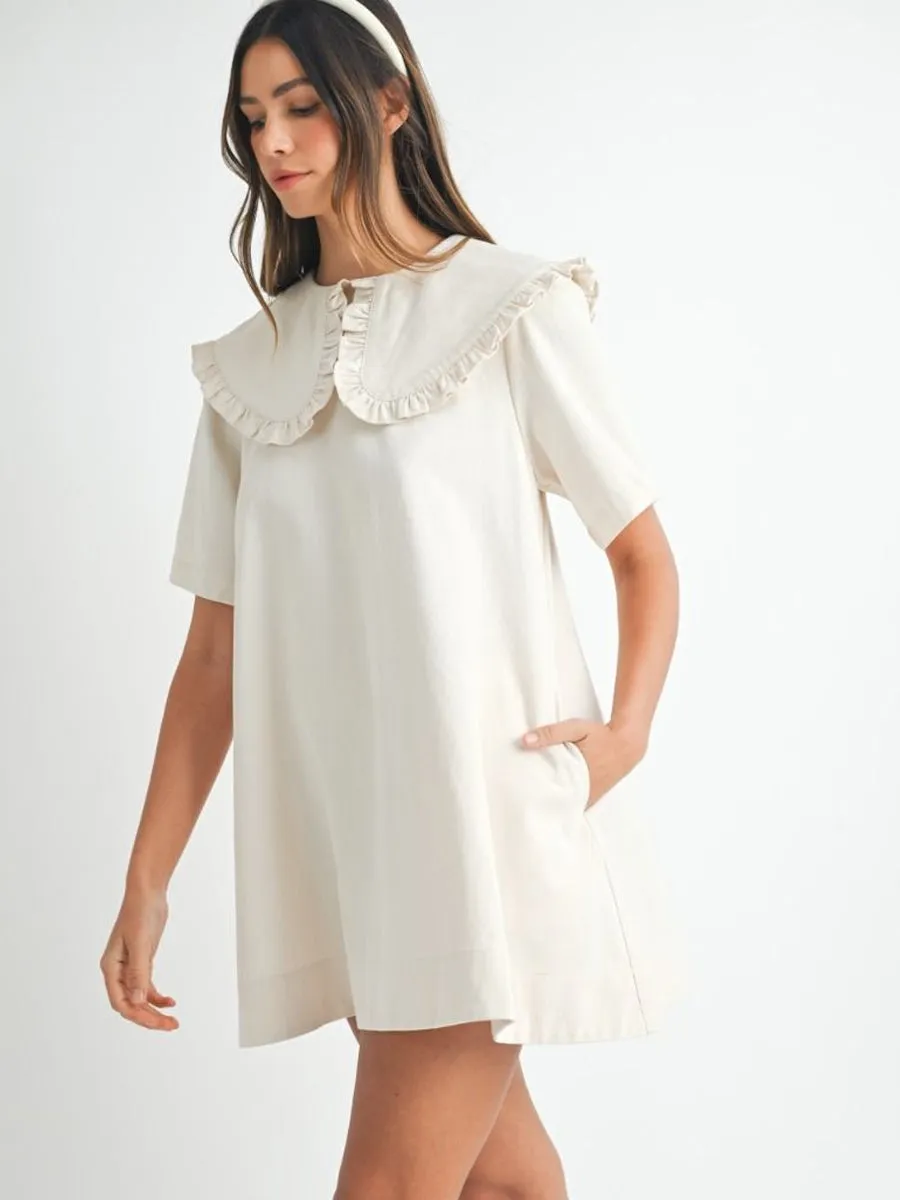 PETER PAN COLLAR MINI DRESS - ECRU sold by OAK product image thumbnail 3
