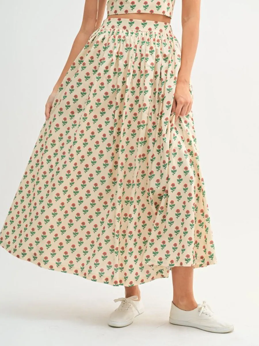 FLORAL PRINTED MIDI SKIRT - CREAM sold by OAK product image thumbnail 3