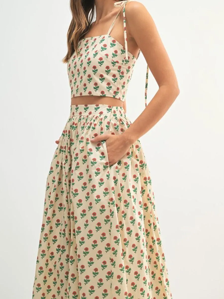 FLORAL PRINTED MIDI SKIRT - CREAM sold by OAK product image thumbnail 4