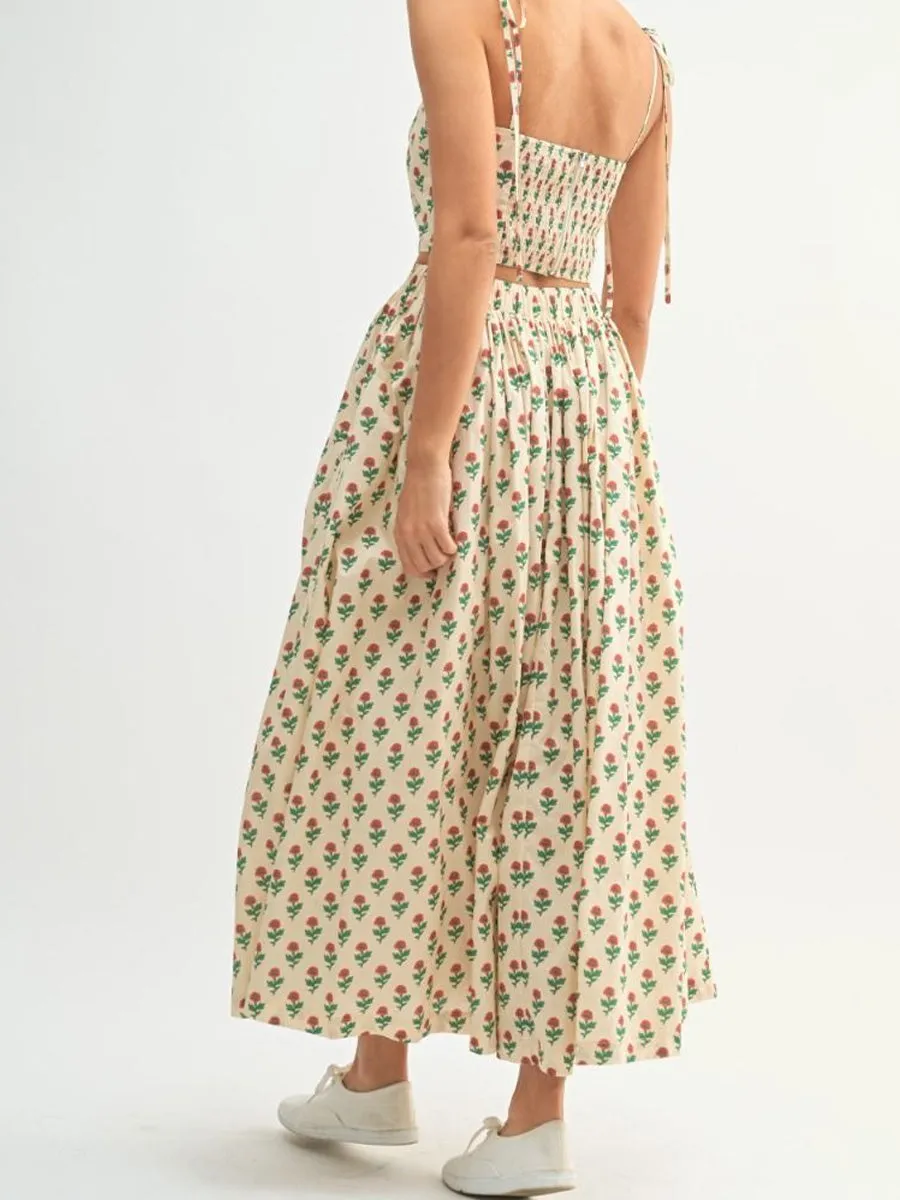FLORAL PRINTED MIDI SKIRT - CREAM sold by OAK product image thumbnail 2