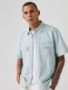 LEVI'S SHORT-SLEEVE DALTON WORKER SHIRT - LENOX BLEACHED RAILROAD STRIPE sold by OAK