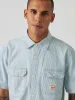 LEVI'S SHORT-SLEEVE DALTON WORKER SHIRT - LENOX BLEACHED RAILROAD STRIPE sold by OAK