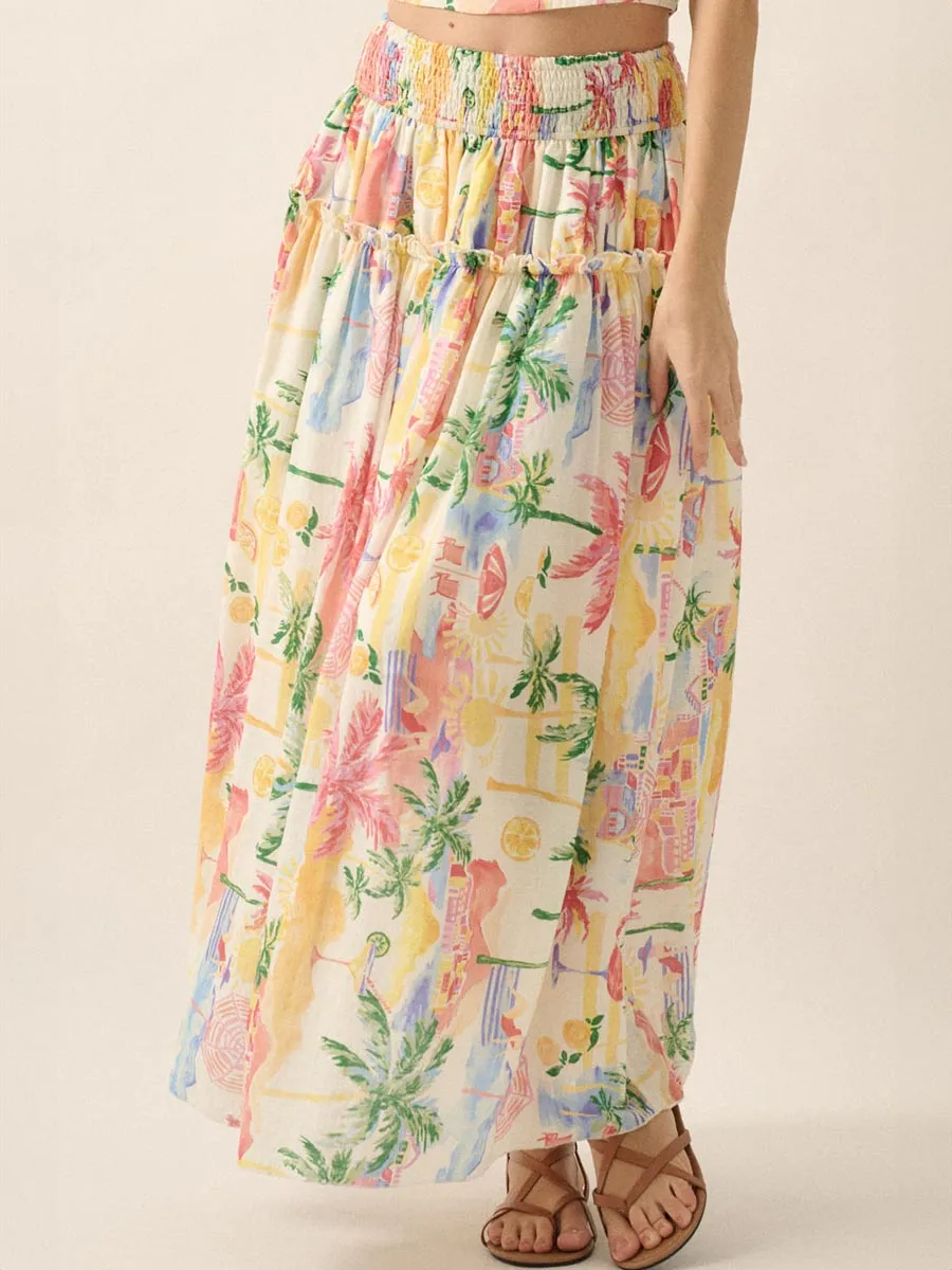 TROPICAL SMOCKED MAXI SKIRT sold by OAK product image thumbnail 3