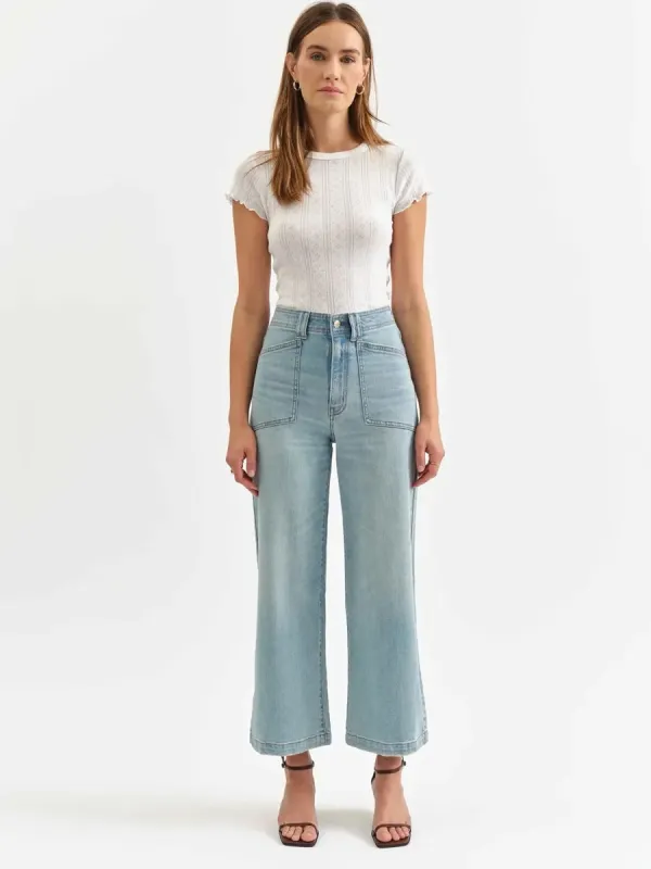 DAZE DENIM VALLEY GIRL WIDE LEG ANKLE JEAN - ROM COM sold by OAK