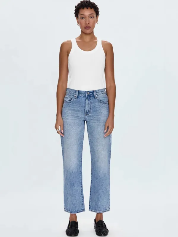 PISTOLA LEXI MID RISE BOWED STRAIGHT PANT - ATHENS sold by OAK